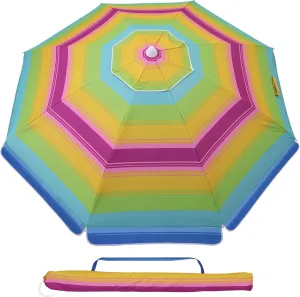 Yardwe Rainbow Pattern Beach Umbrella Uv Protection No Drill Window Box Bracket with Aluminum Pole Portable Wind Beach Adjustable Sand