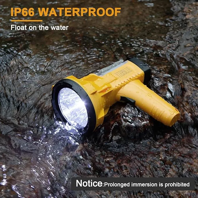 YIERBLUE Rechargeable Spotlight Flashlight 900000 High Lumen with Side Flood Light, IP66 Waterproof Spot Lights 20 Hours Long Lasting, with Foldable Stand and Detachable Red Filter