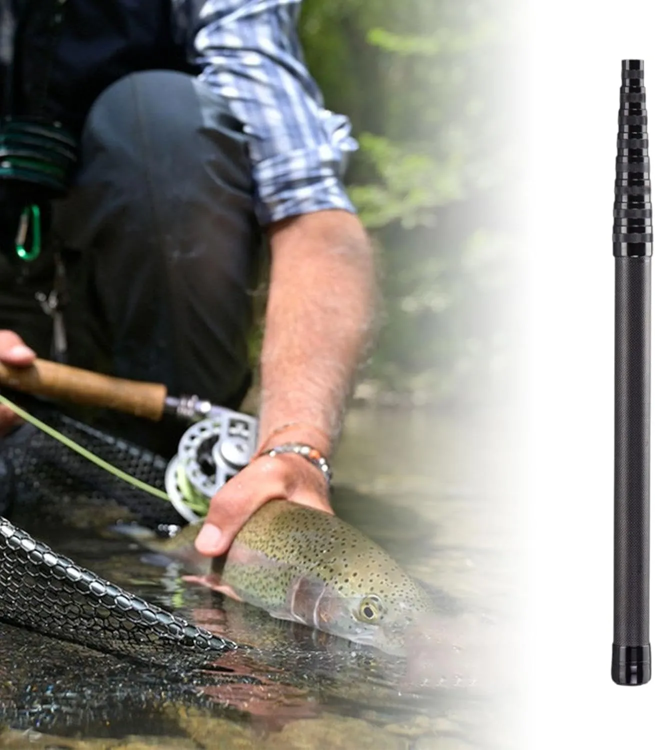 YIJU Fishing Net Pole Accessories for Telescopic Rod with Extended Handle for River and Kayak
