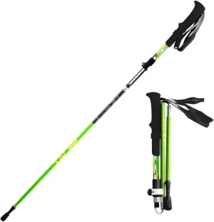 YIRENZUI Carbon Fiber Aluminum Alloy 5 Section Folding Mountaineering Pole,Straight Handle External Lock EVA Handle，The Best Choice (Color : Green, Size : 130cm)
