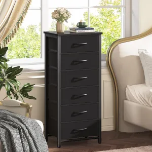 Yoobure Tall Nightstand for Bedroom, Night Stand Side Table for Small Space, End Table for Dorm, Dressers & Chests of Drawers, 6 Vertical Storage Drawers Fabric Dresser for Closet