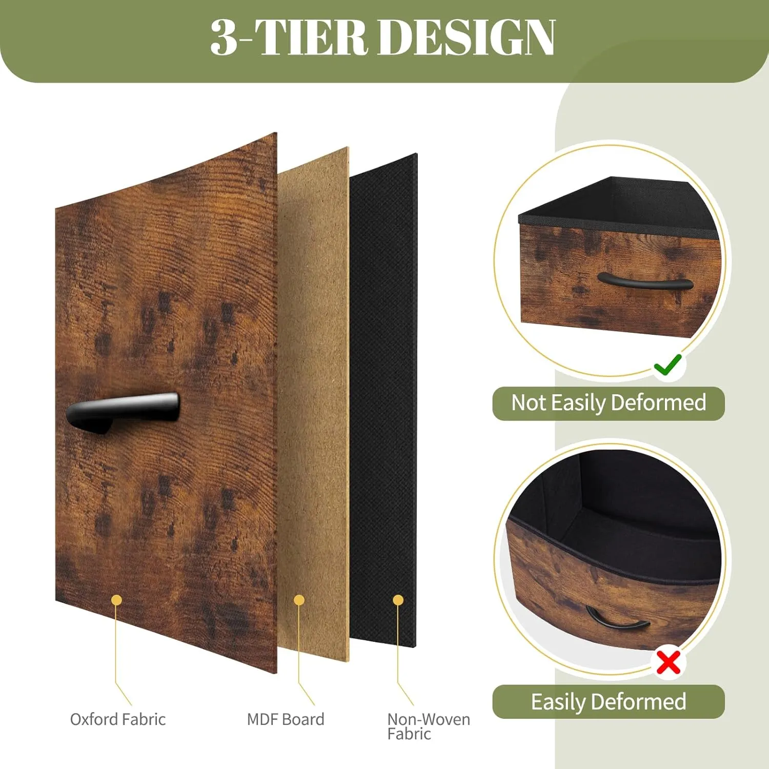 Yoobure Tall Nightstand for Bedroom, Night Stand Side Table for Small Space, End Table for Dorm, Dressers & Chests of Drawers, 6 Vertical Storage Drawers Fabric Dresser for Closet