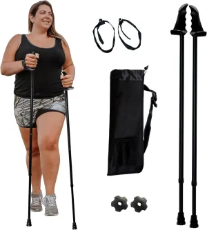York Nordic Big and Tall Motivator Walking Poles for Balance and Rehab - 2 Pieces - Strong Push Button Locks, Detachable Rubber Feet, Travel Bag - for Heights 4' up to 7' feet and Weights up to 500lbs