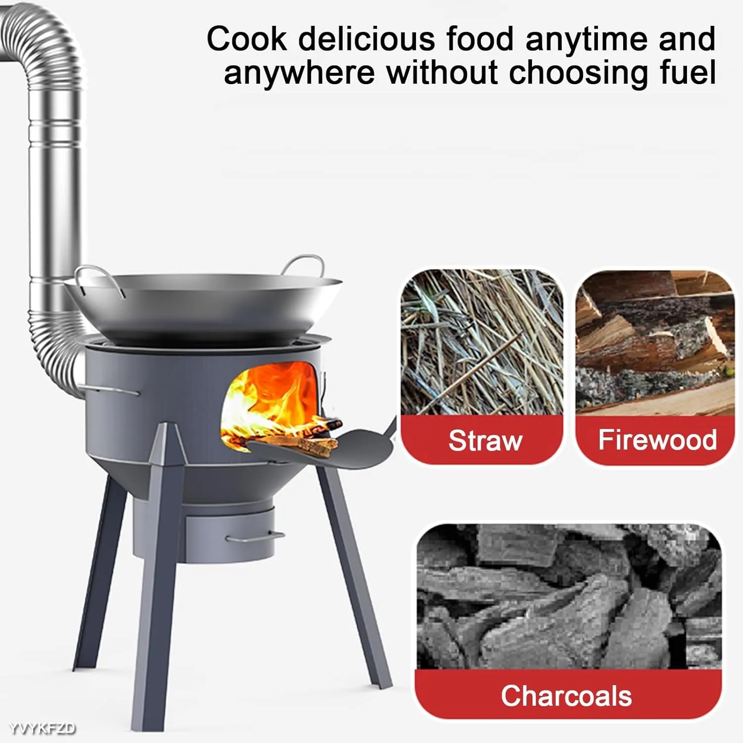 YVYKFZD Outdoor Wood Burning Stove, Portable Camping Wood Stove, Detachable Hot Tent Stove with Gloves, for 2 to 3 People Outdoor Camping, Travel, Picnic (Size : 41x35cm/16.1x13.7in)