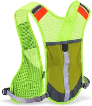 YYUFTTG Hiking Backpack Reflective Night Running Vest Backpack Harness Water Bottle Trail Running Marathon Hiking Hydration Backpack Pack Bags (Green )