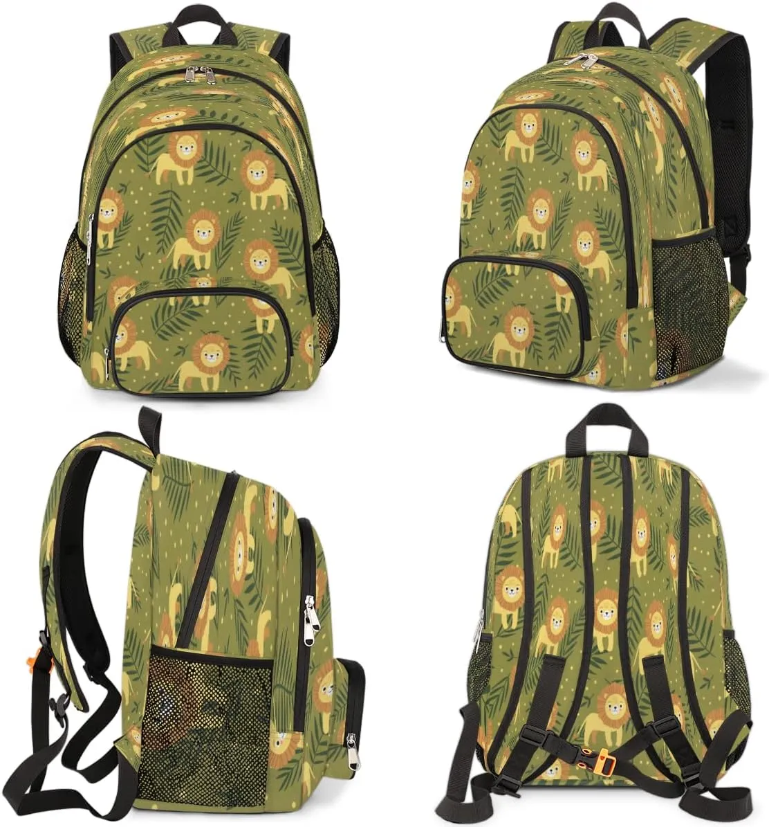 Yzrwebo Cute Cartoon Lion Backpack for Women Men Leaves Polka Dot Lightweight Backpack with Multiple Pockets Laptop iPad Tablet Travel Sports Bag Casual Daypack Backpack Adjustable Shoulder Straps