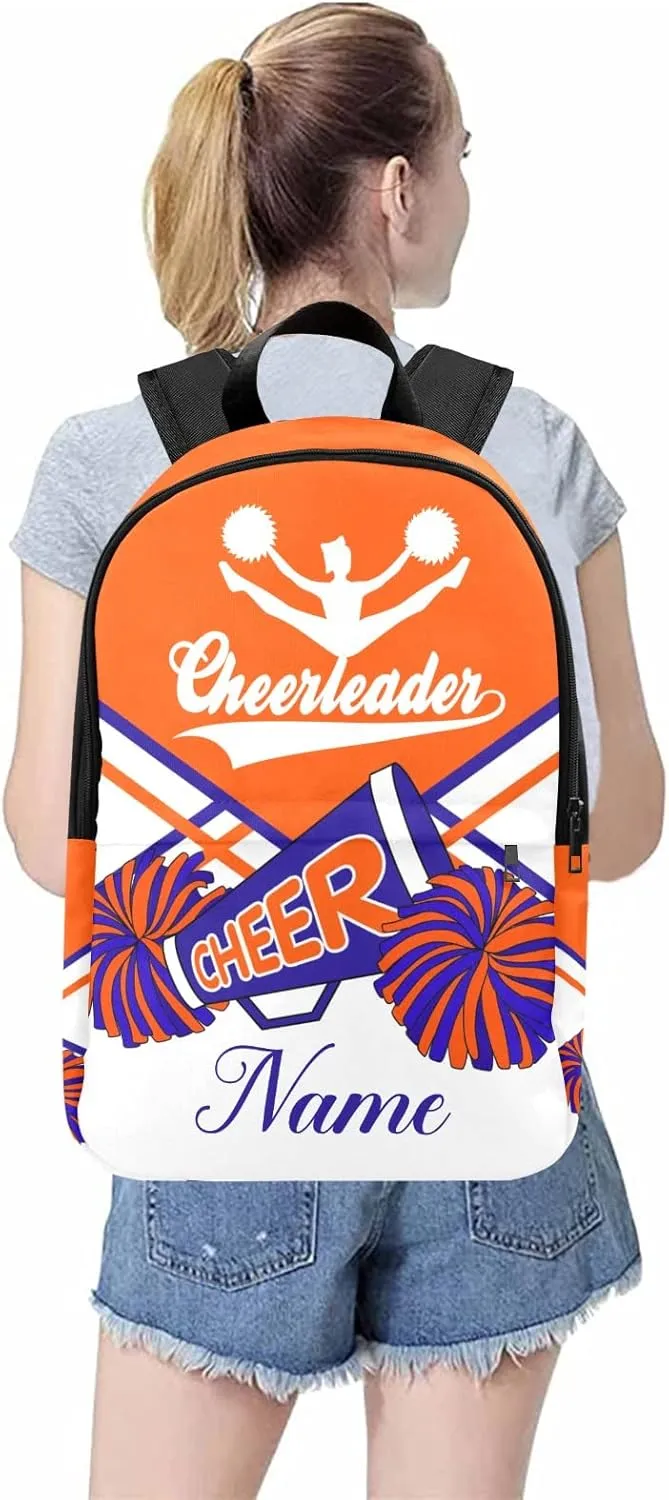 zaaprintblanket Personalized Cheerleader Cheer Orange Blue Backpack Casual Daypack Bag for Man Woman