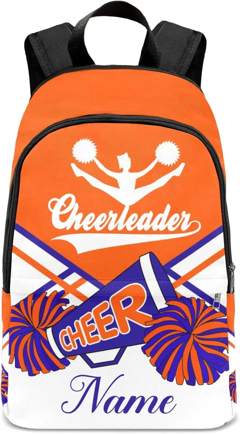 zaaprintblanket Personalized Cheerleader Cheer Orange Blue Backpack Casual Daypack Bag for Man Woman