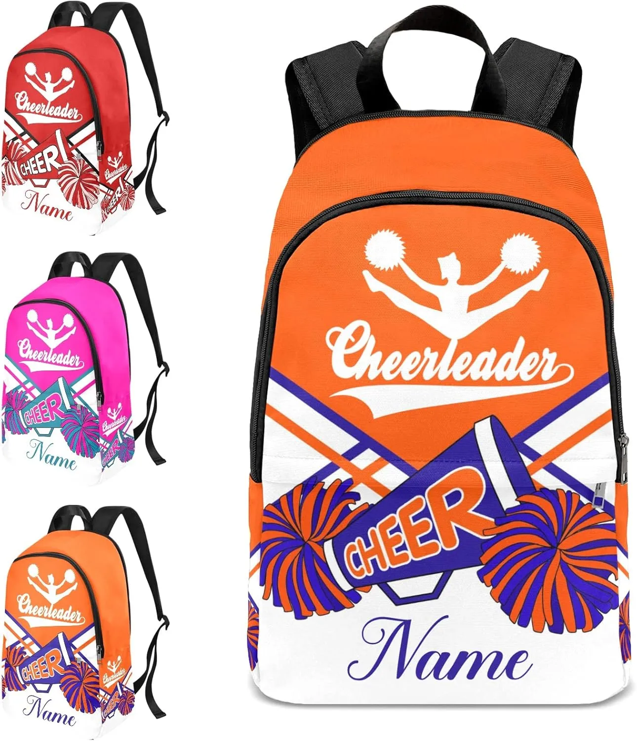 zaaprintblanket Personalized Cheerleader Cheer Orange Blue Backpack Casual Daypack Bag for Man Woman