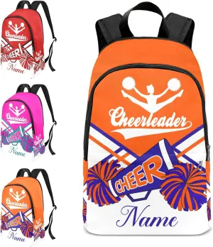 zaaprintblanket Personalized Cheerleader Cheer Orange Blue Backpack Casual Daypack Bag for Man Woman