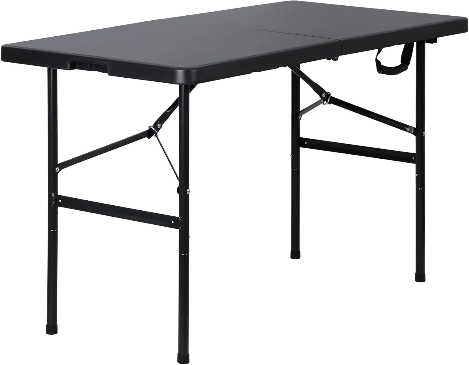 ZENY 4ft Portable Folding Table Plastic Indoor Outdoor Picnic Party Camp Dining Table with Handle, Black