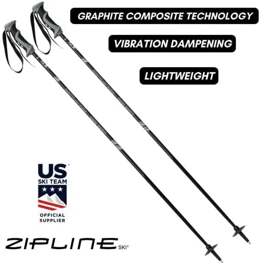 Zipline Lollipop 14.0 Graphite Carbon Composite Ski Poles – Lightweight, Durable, All-Mountain – Ergonomic Grip, Vibration Dampening, Ideal for Groomers and Freestyle. Choice of Olympic Skiers