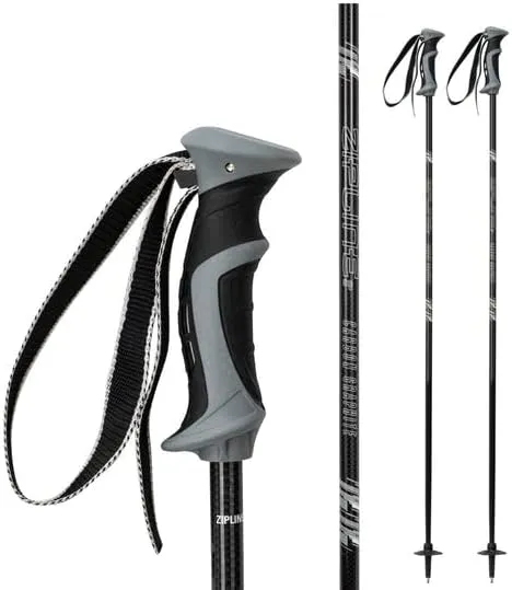 Zipline Lollipop 14.0 Graphite Carbon Composite Ski Poles – Lightweight, Durable, All-Mountain – Ergonomic Grip, Vibration Dampening, Ideal for Groomers and Freestyle. Choice of Olympic Skiers