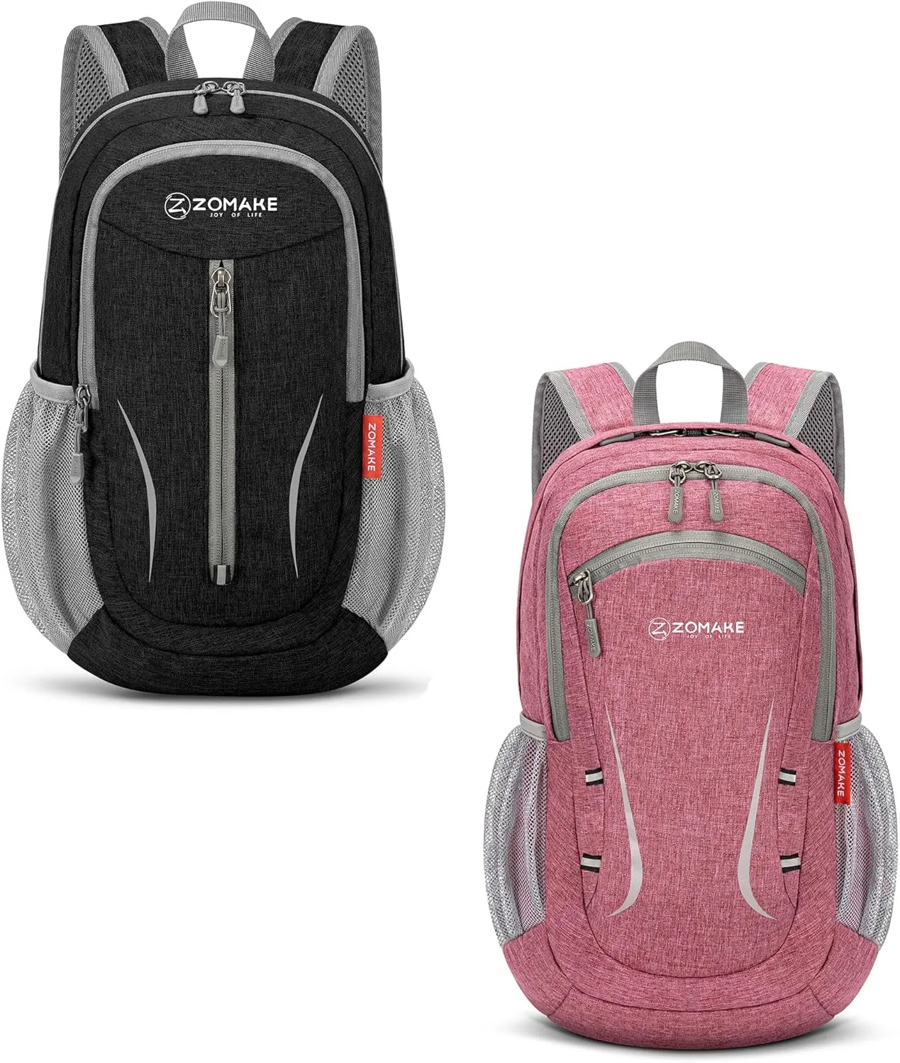 ZOMAKE 10/20L Small Hiking Backpack for Women Men - Lightweight Packable Hiking Daypack - Tear Resistant Foldable Day Pack for Travel Camping Outdoor Sports(Black&Pink)