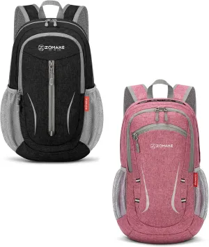 ZOMAKE 10/20L Small Hiking Backpack for Women Men - Lightweight Packable Hiking Daypack - Tear Resistant Foldable Day Pack for Travel Camping Outdoor Sports(Black&Pink)