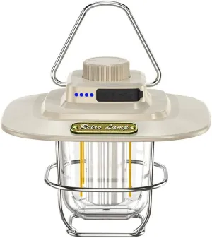 #ZP02801-02-03 New Vintage Lantern LED Tent lamp with Charging Bank Camping lamp Multi-Functional Outdoor Atmosphere Camping lamp (Square Off-White Hand-held Lantern)
